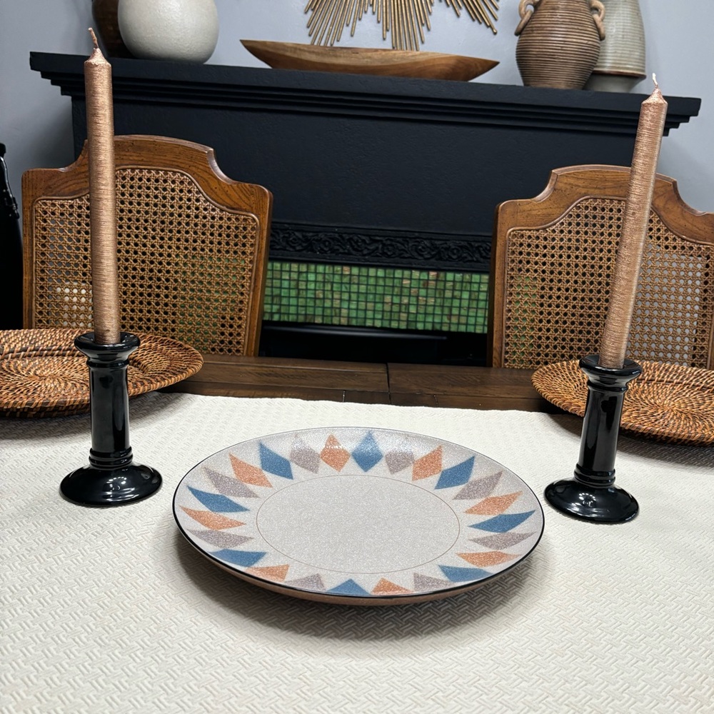 Mid century ucagco stoneware round serving platter 12 inches wide